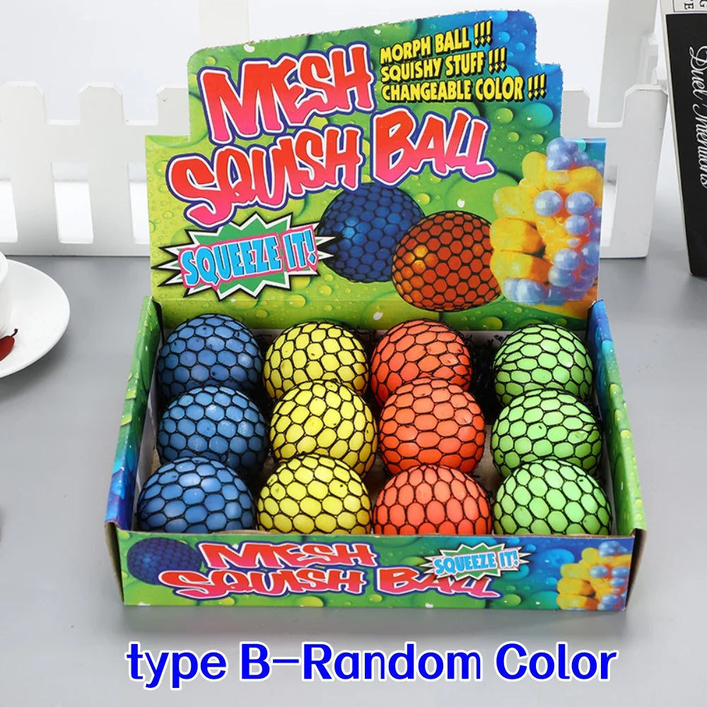 Colorful Mesh Grape Squeeze Stress Balls
