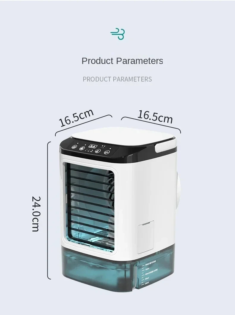 Portable Desktop Air Conditioner Fan – Personal Cooling Mini AC with Humidifier