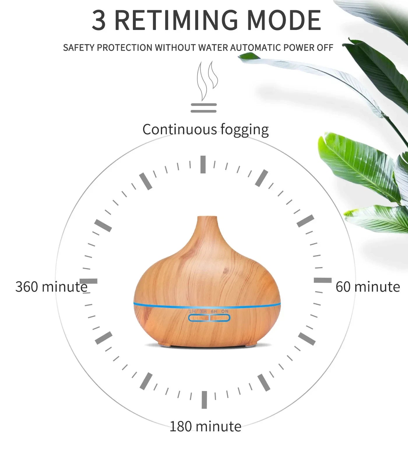 Wood Grain Ultrasonic Air Humidifier & Essential Oil Diffuser