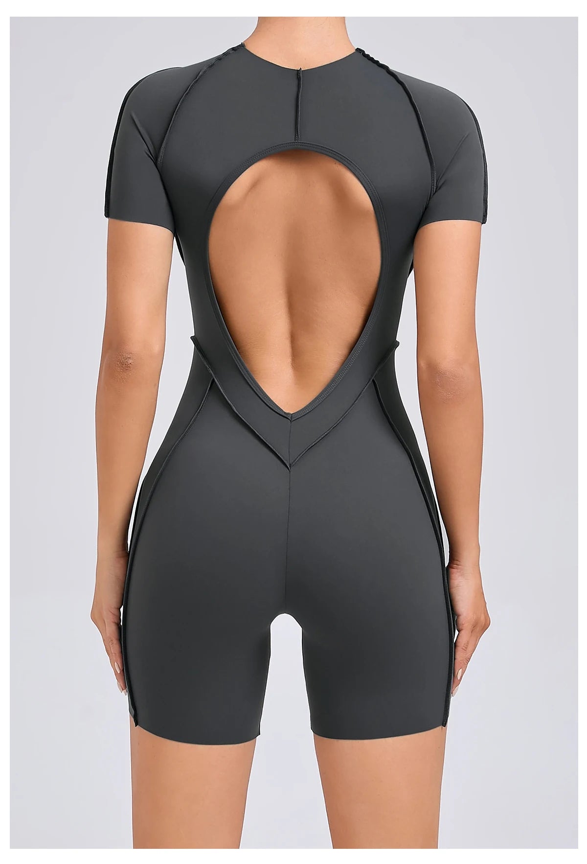 Women’s Backless Fitness Jumpsuit – Scrunch Booty Workout Romper
