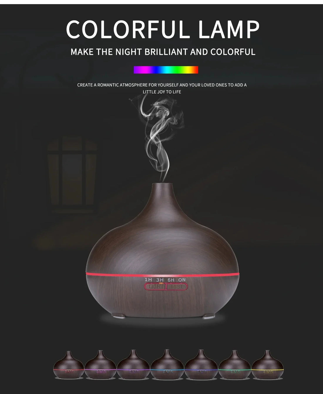 Wood Grain Ultrasonic Air Humidifier & Essential Oil Diffuser