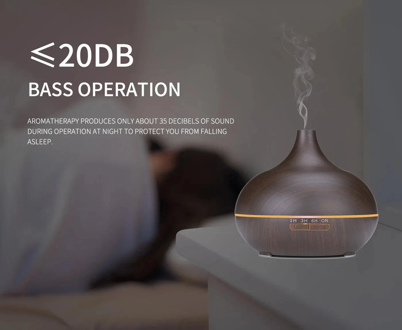 Wood Grain Ultrasonic Air Humidifier & Essential Oil Diffuser