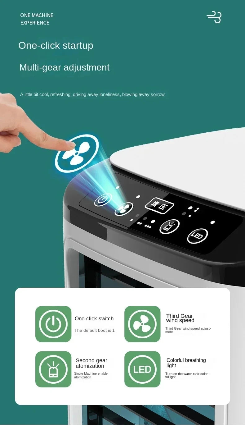 Portable Desktop Air Conditioner Fan – Personal Cooling Mini AC with Humidifier