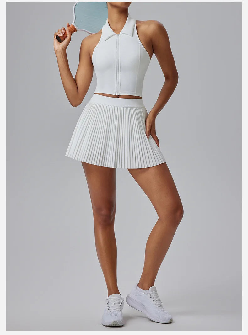 Floral Pleated Sports Skirt with Built-in Shorts