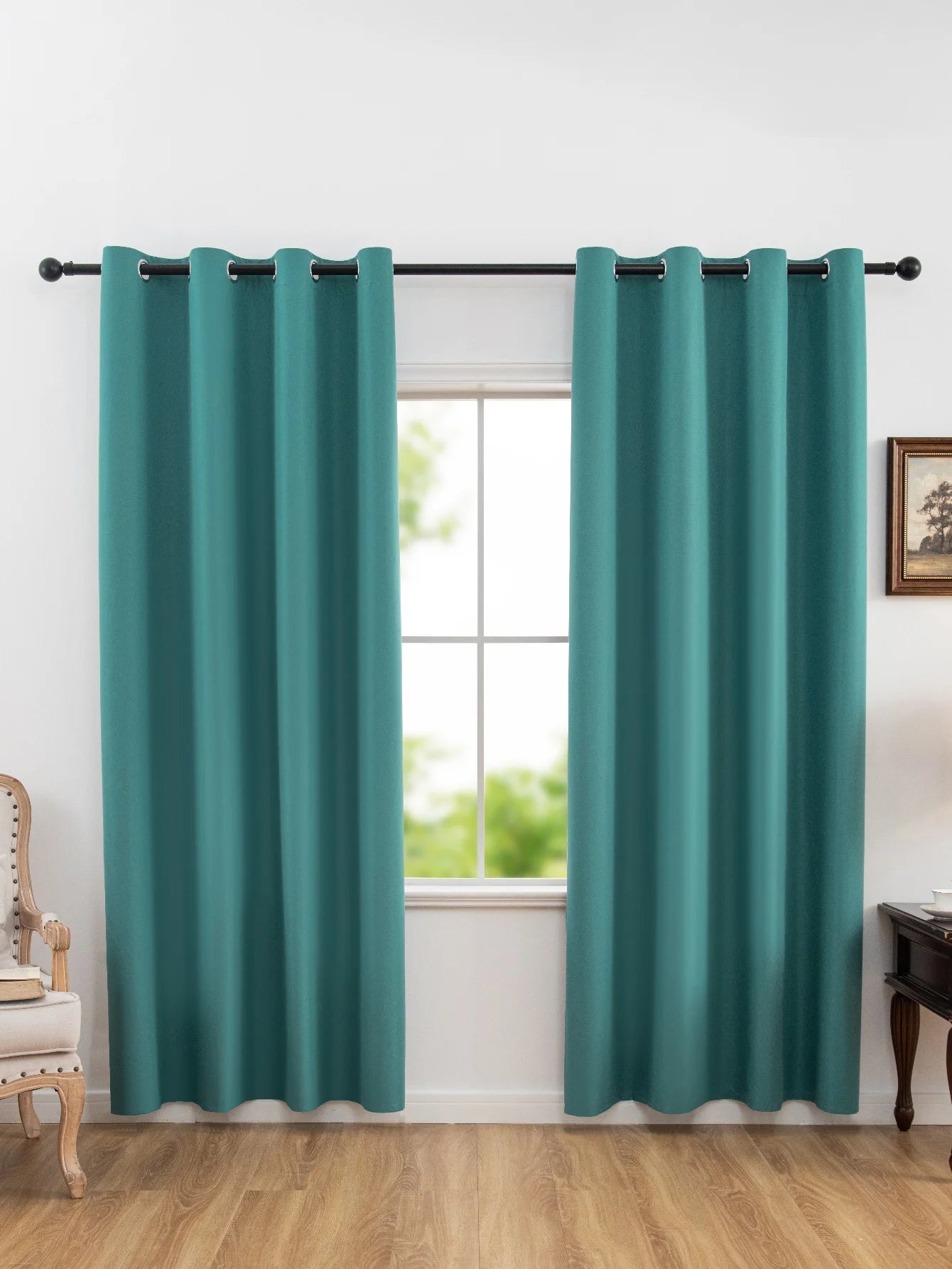 1pc Solid Blackout Curtain with Grommets