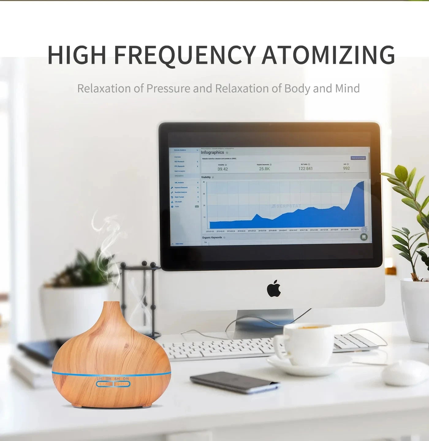 Wood Grain Ultrasonic Air Humidifier & Essential Oil Diffuser