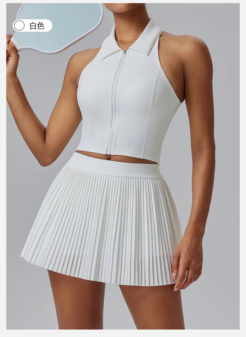 Floral Pleated Sports Skirt with Built-in Shorts
