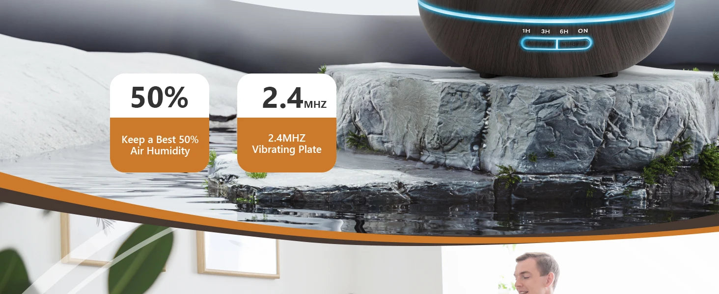 550ml Wood Grain USB Essential Oil Diffuser