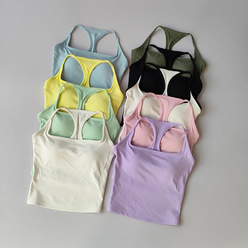 Sports and Fitness Vest with Chest Pad Yoga Top Clothing