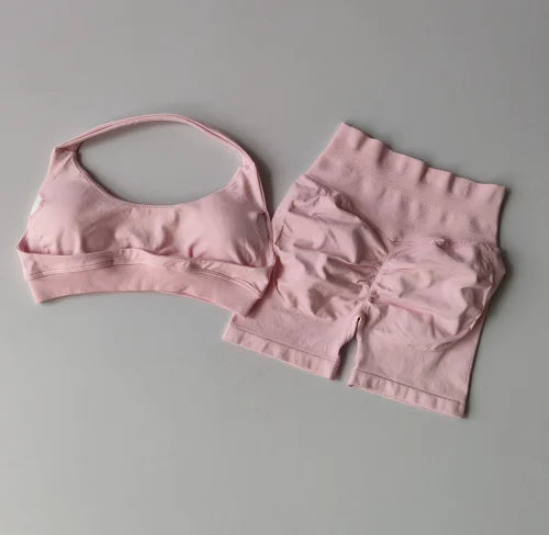 Sexy Halter Neck Sports Bra & Shorts Set