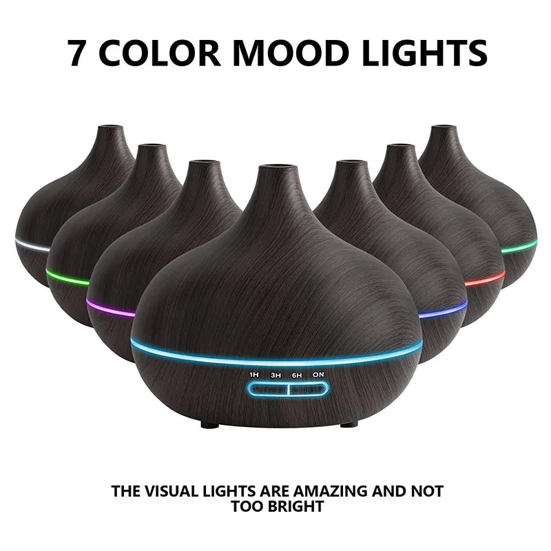 550ml Wood Grain USB Essential Oil Diffuser
