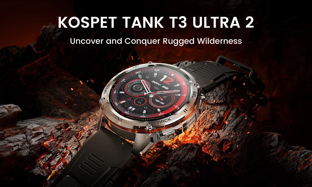 KOSPET TANK T3 Ultra 2 Smartwatch – GPS, AMOLED, Waterproof, 60-Day Battery