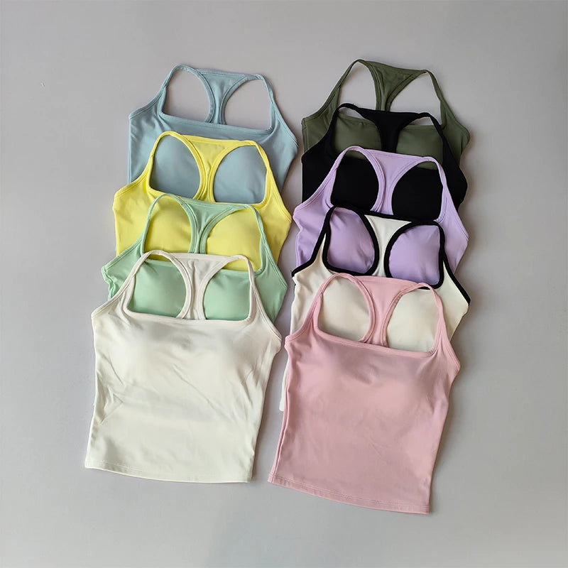 Sports and Fitness Vest with Chest Pad Yoga Top Clothing