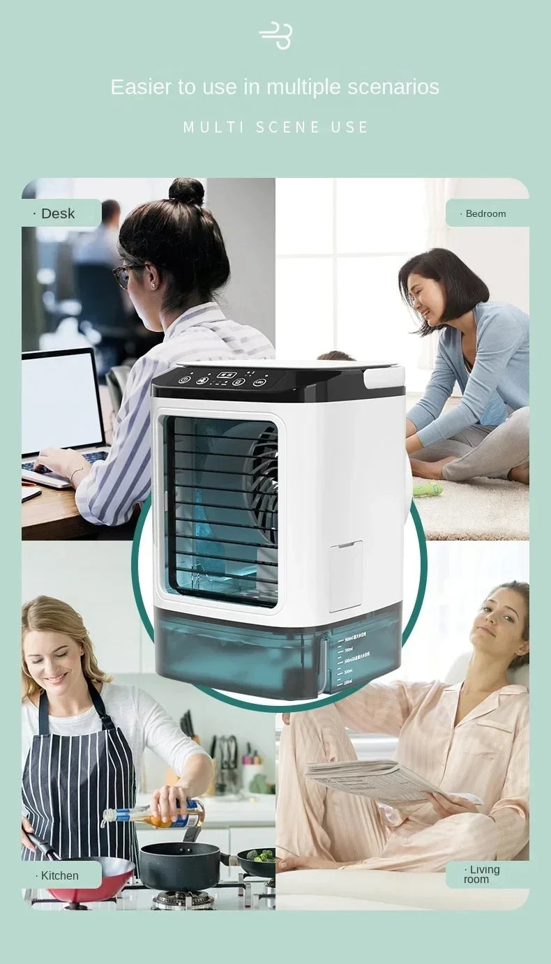 Portable Desktop Air Conditioner Fan – Personal Cooling Mini AC with Humidifier