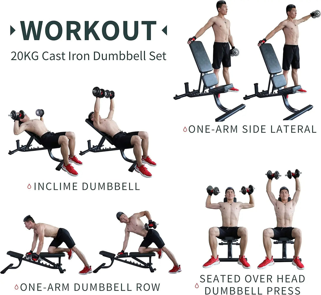 44 lbs Cast Iron Adjustable Dumbbell Set with Solid Handles