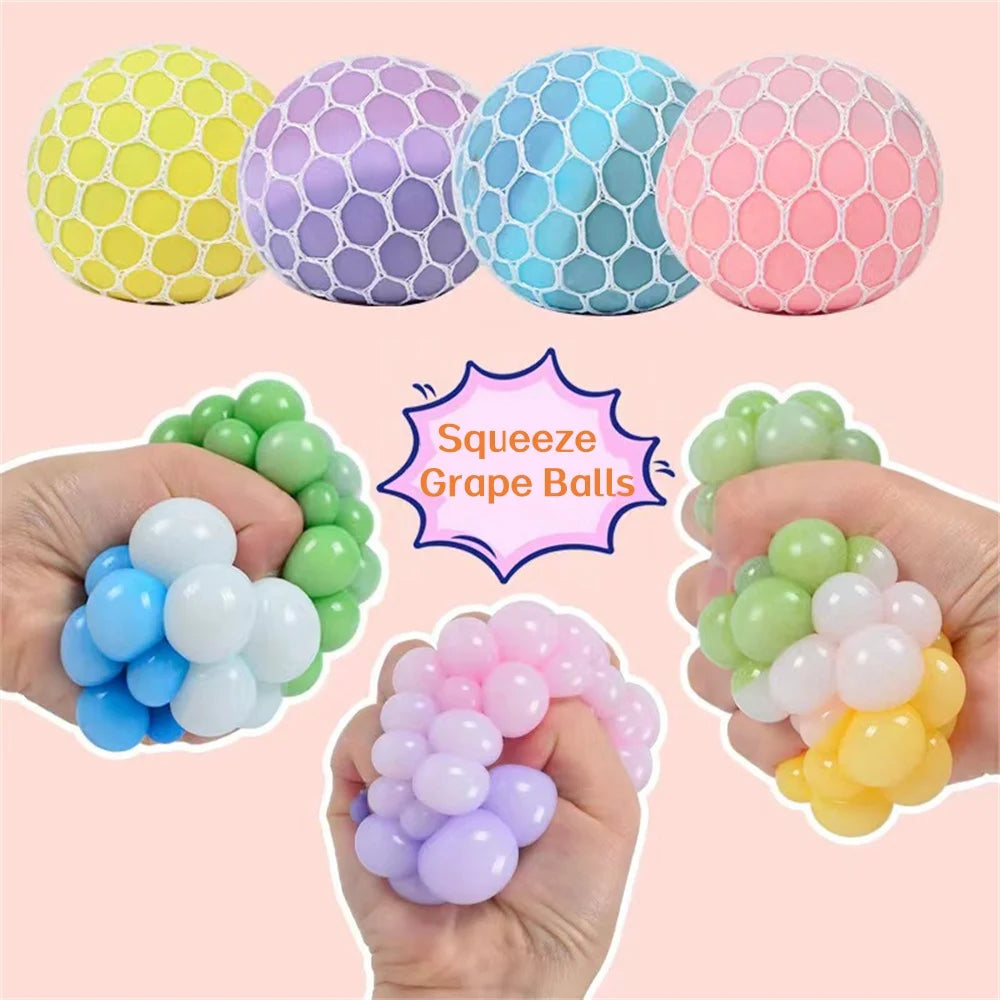Colorful Mesh Grape Squeeze Stress Balls