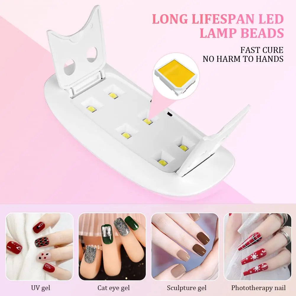 Foldable 6W UV LED Nail Lamp – Quick-Dry Gel Polish Manicure Tool