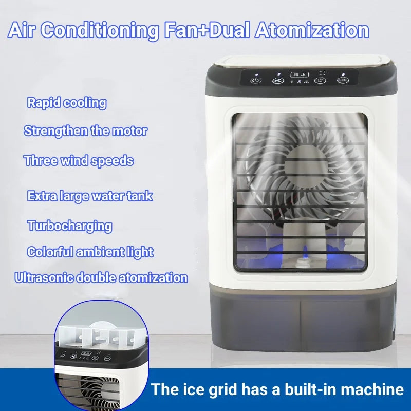 Portable Desktop Air Conditioner Fan – Personal Cooling Mini AC with Humidifier