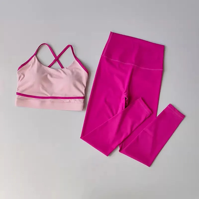 Women’s Yoga Set – 2-Piece High Waist Leggings & Sports Bra Gym Outfit