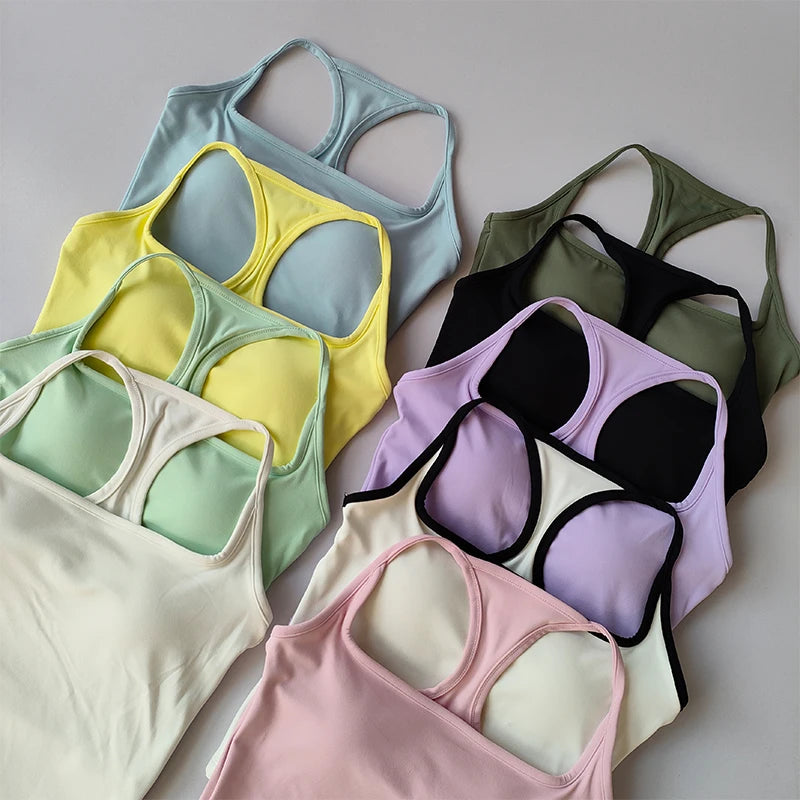 Sports and Fitness Vest with Chest Pad Yoga Top Clothing