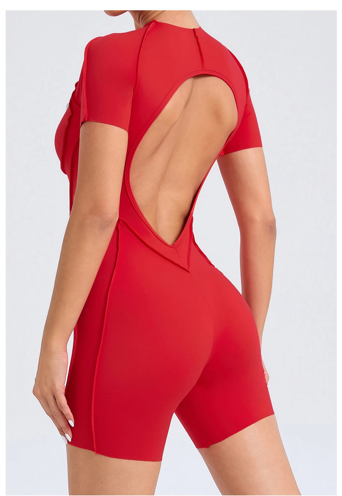 Women's Backless Scrunch Yoga Jumpsuit – Short Fitness Romper Sportswear