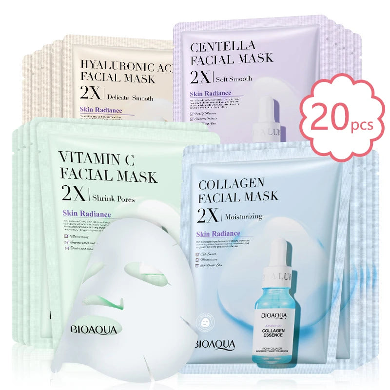 20pcs BIOAQUA Centella Collagen Face Masks