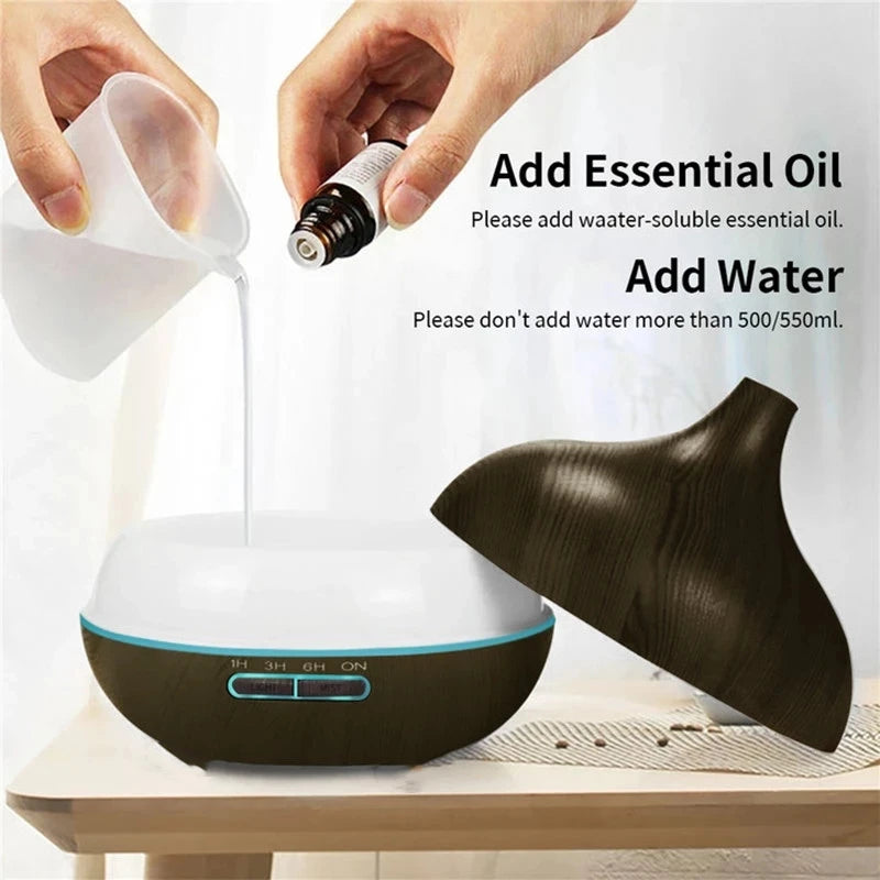 550ml Wood Grain USB Essential Oil Diffuser