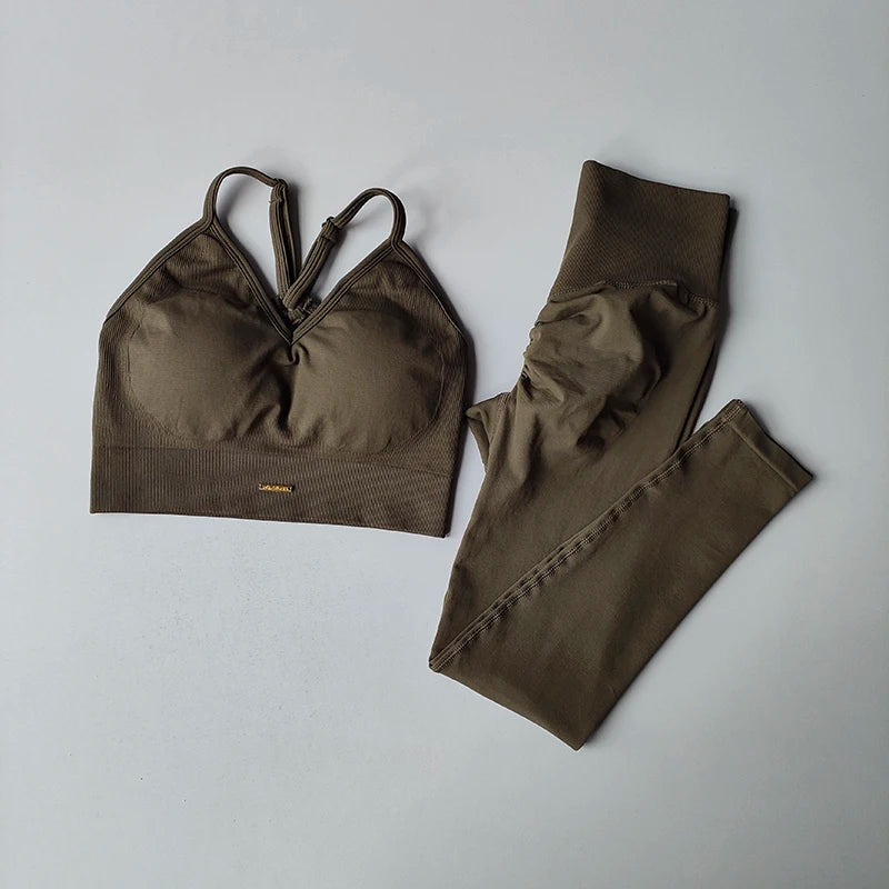 Women's Seamless Yoga Set – Hip-Lift Bra & Leggings, Quick-Dry