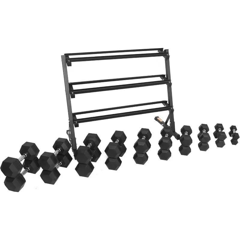 Premium Rubber Coated Hex Dumbbell Set