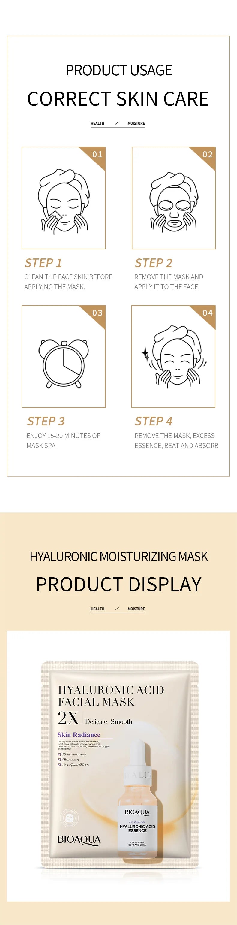 20pcs BIOAQUA Centella Collagen Face Masks