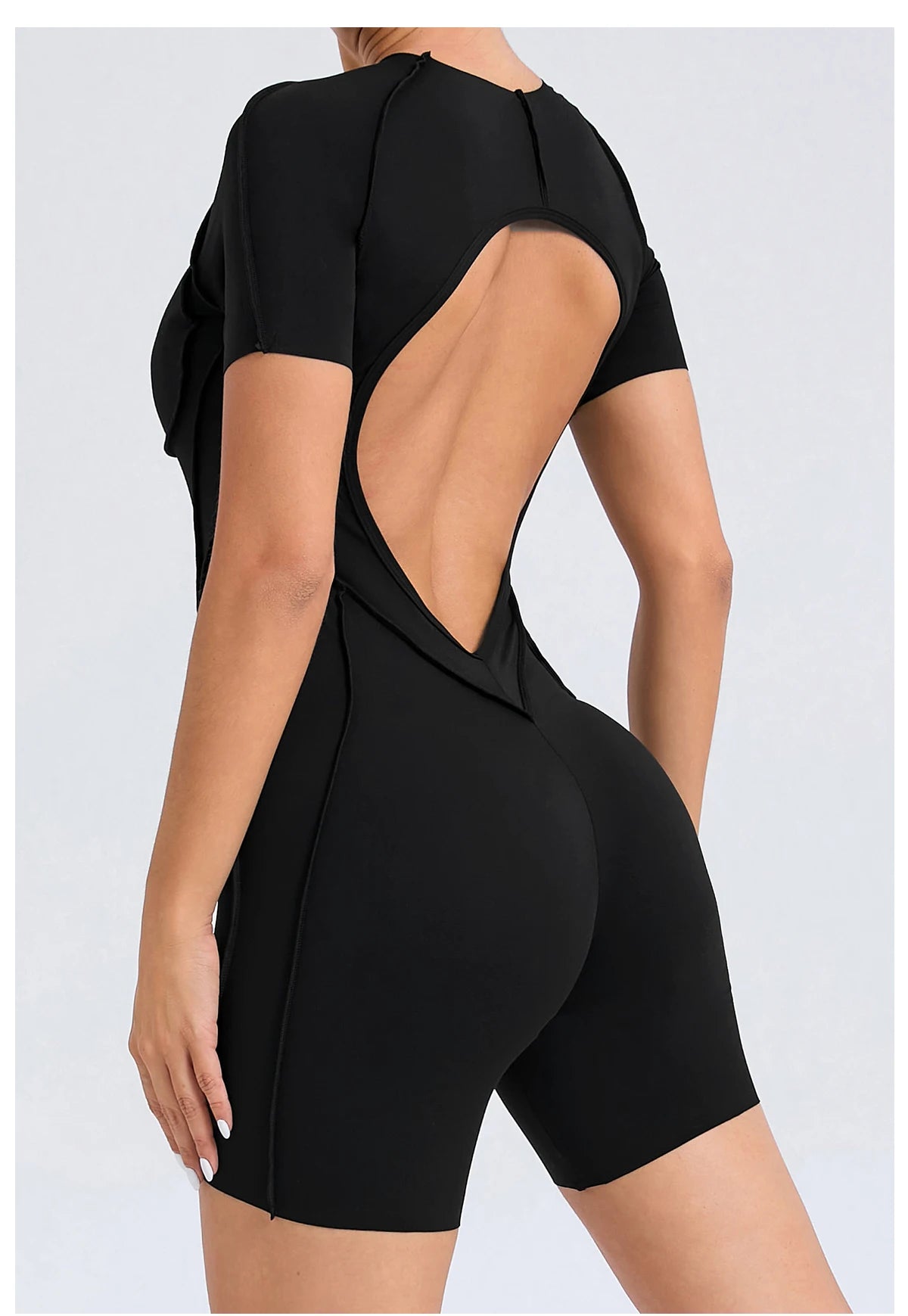Women’s Backless Fitness Jumpsuit – Scrunch Booty Workout Romper