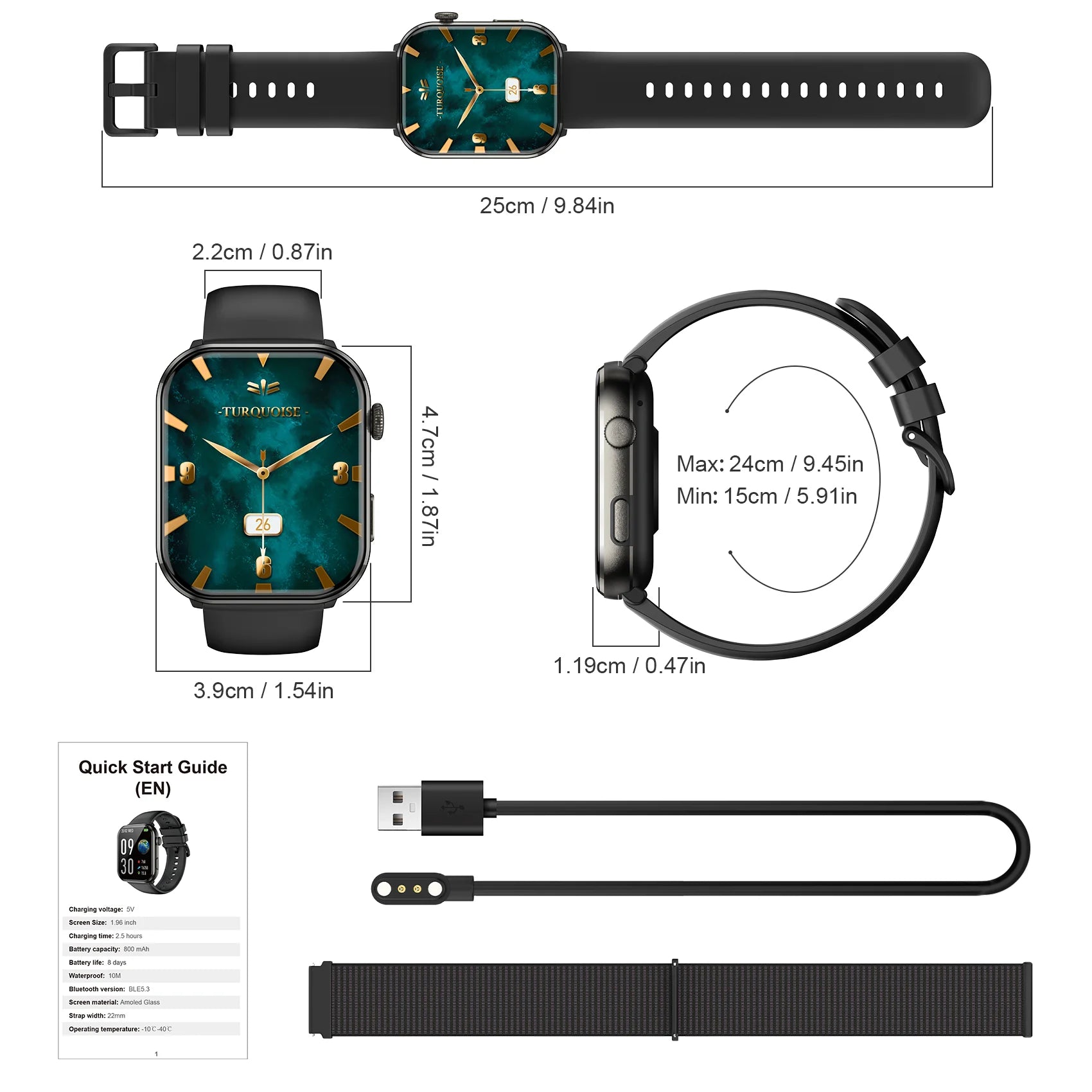 Blackview R60 Smartwatch – 1.96" AMOLED HD, Bluetooth Cal