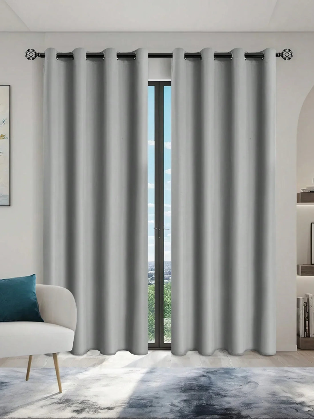 1pc Solid Blackout Curtain with Grommets