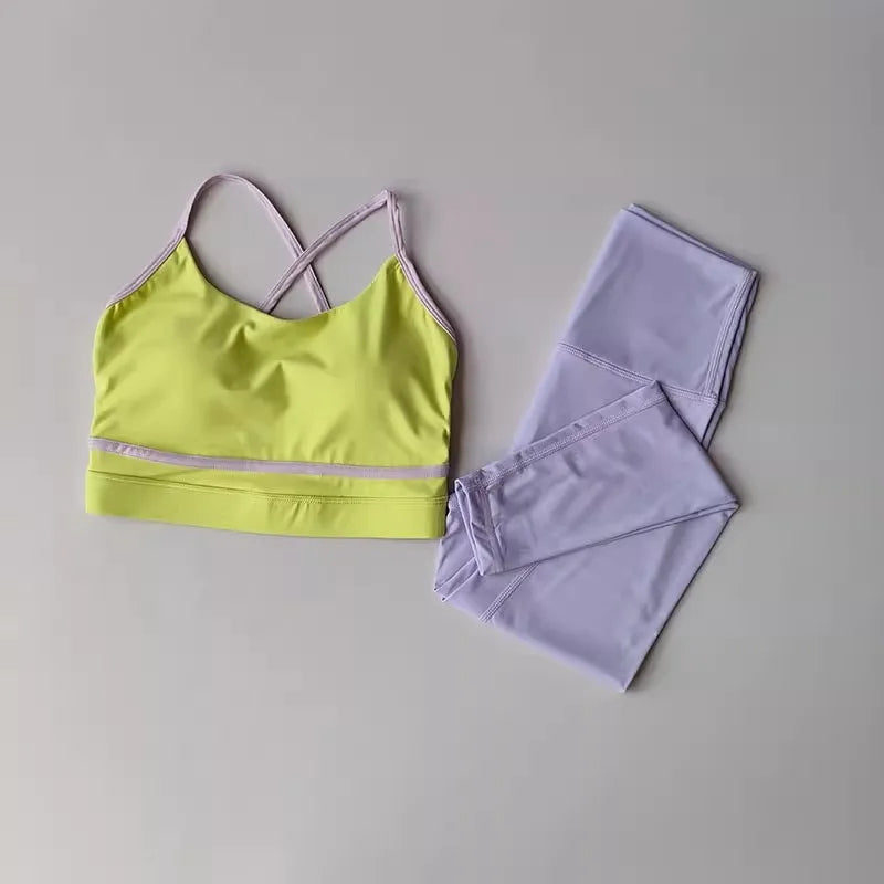 Women’s Yoga Set – 2-Piece High Waist Leggings & Sports Bra Gym Outfit