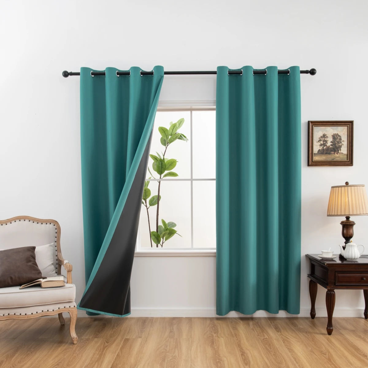 1pc Solid Blackout Curtain with Grommets