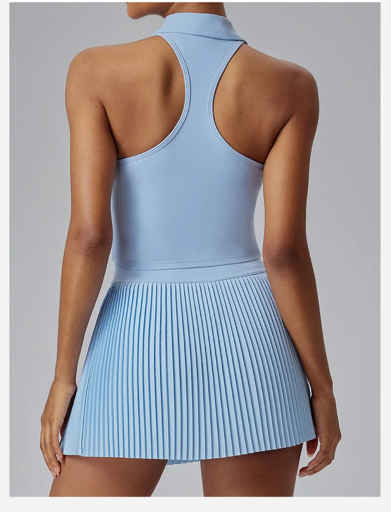 Floral Pleated Sports Skirt with Built-in Shorts