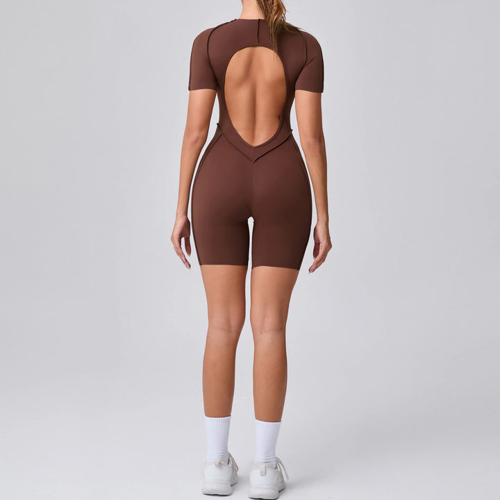 Women’s Backless Fitness Jumpsuit – Scrunch Booty Workout Romper