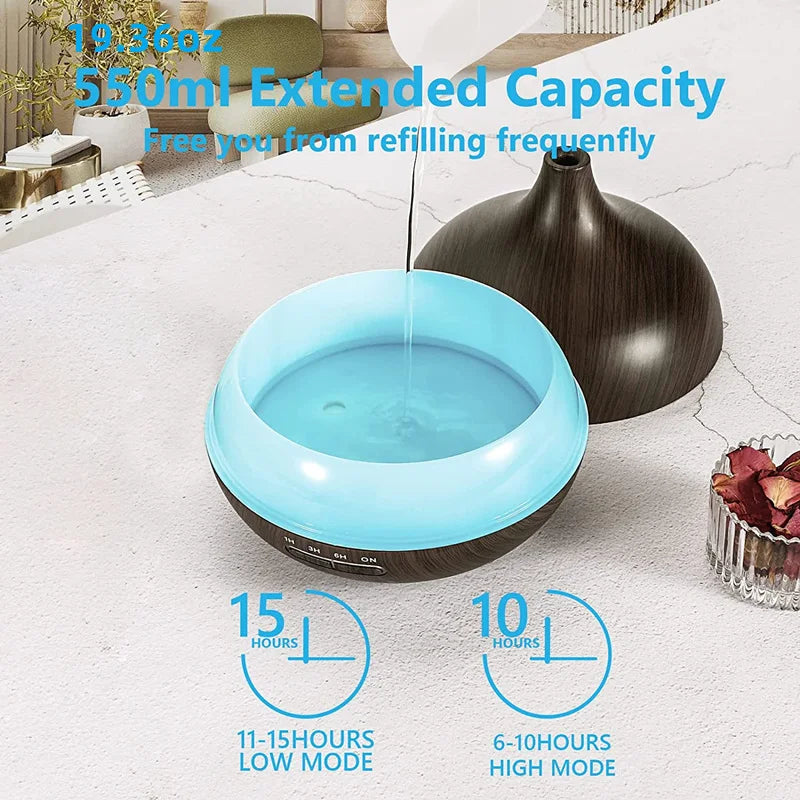 550ml Wood Grain USB Essential Oil Diffuser