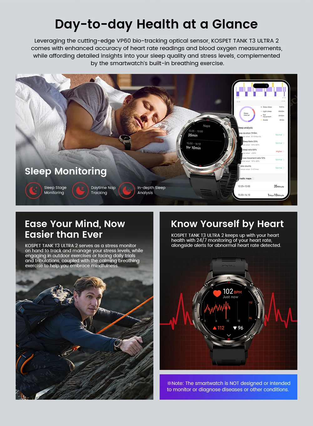 KOSPET TANK T3 Ultra 2 – GPS Smartwatch with Compass