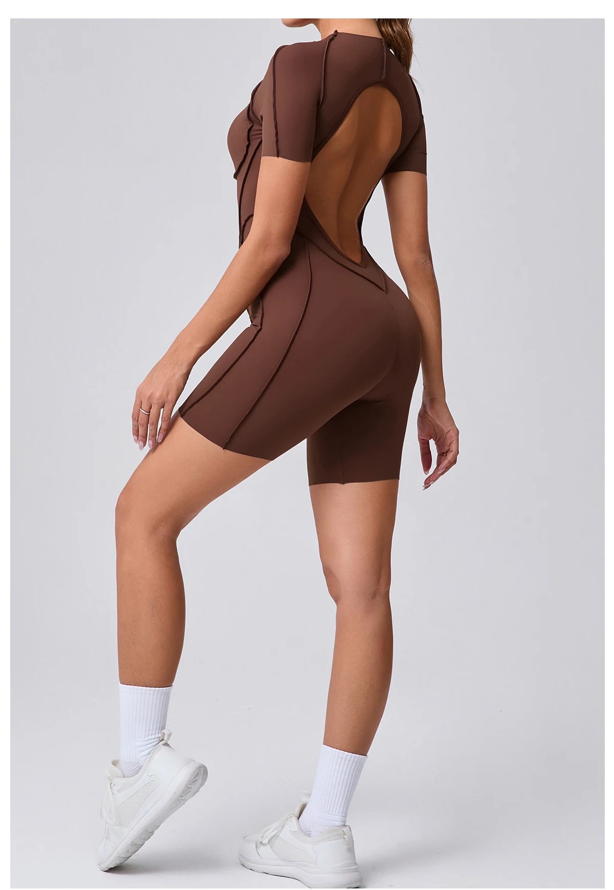 Women’s Backless Fitness Jumpsuit – Scrunch Booty Workout Romper