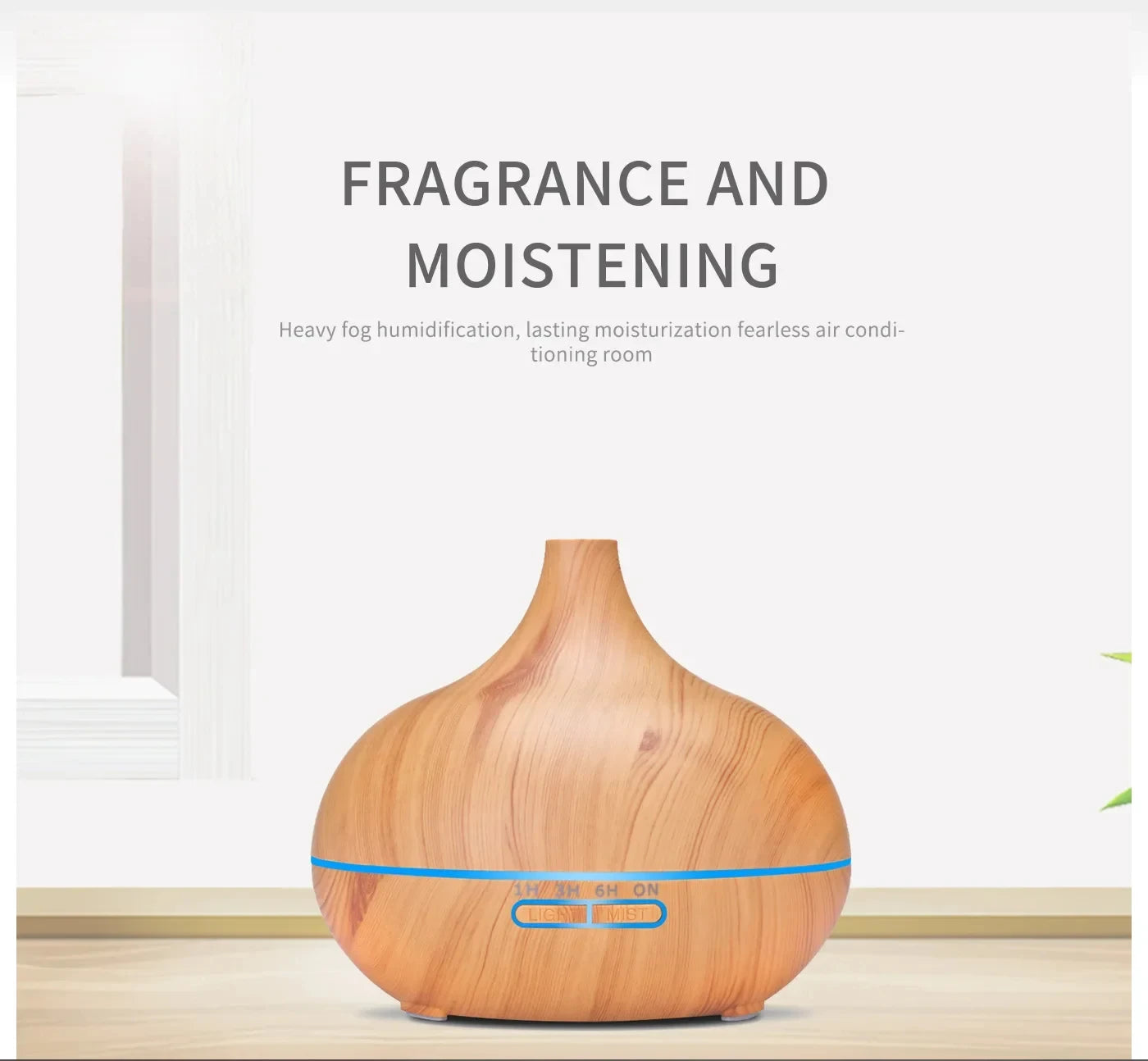 Wood Grain Ultrasonic Air Humidifier & Essential Oil Diffuser