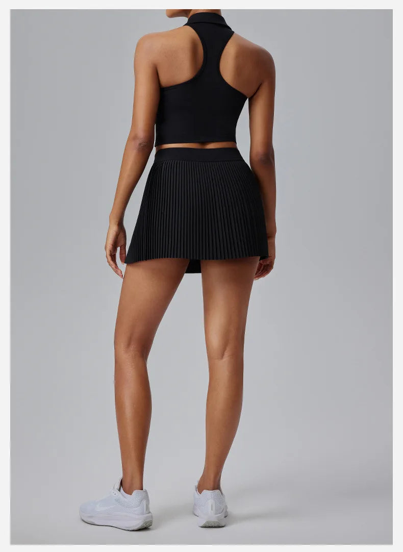 Floral Pleated Sports Skirt with Built-in Shorts