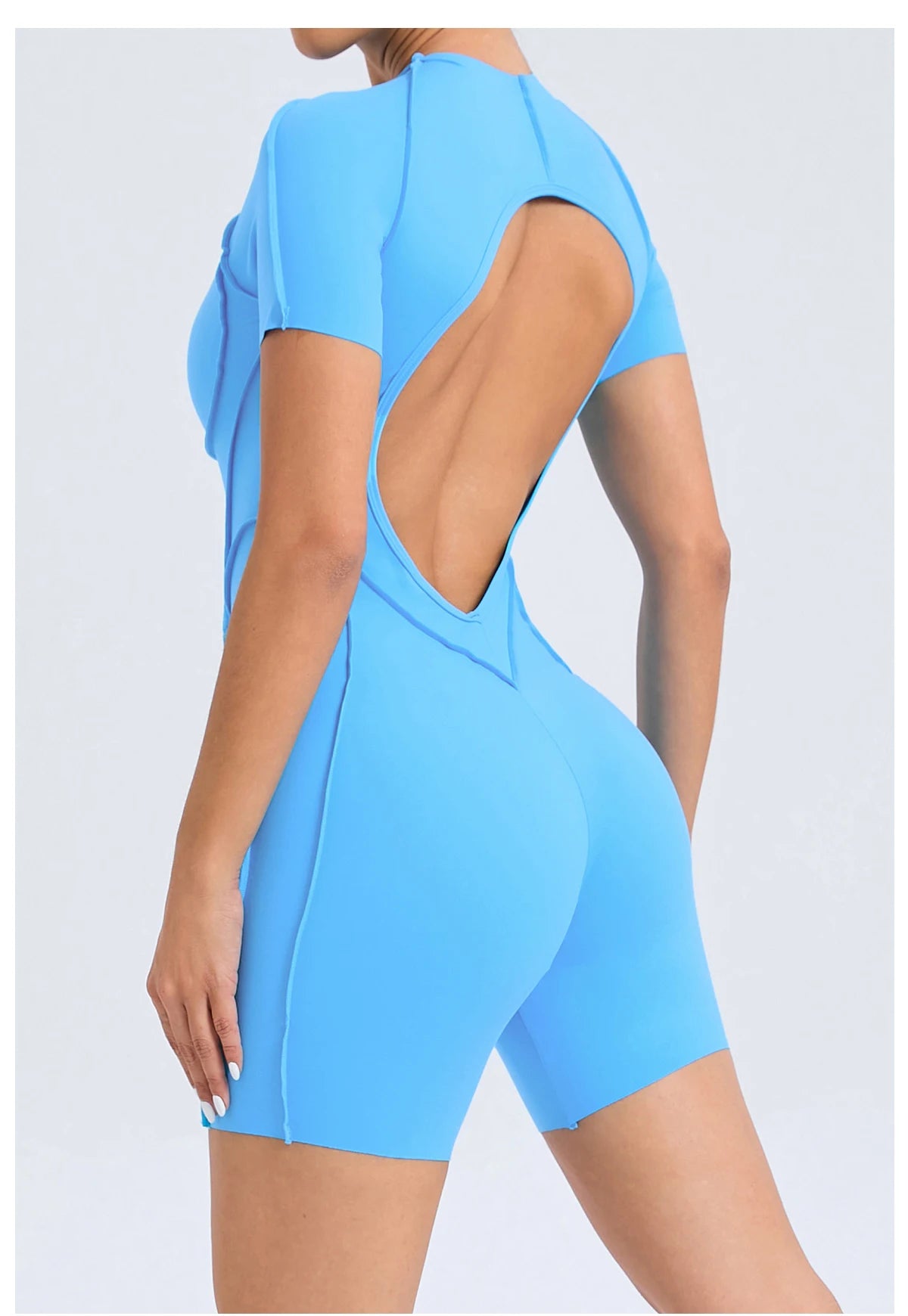 Women's Backless Scrunch Yoga Jumpsuit – Short Fitness Romper Sportswear