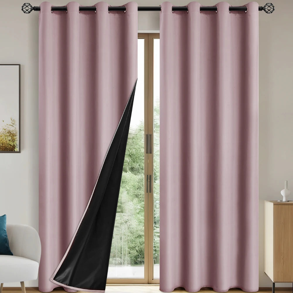 1pc Solid Blackout Curtain with Grommets