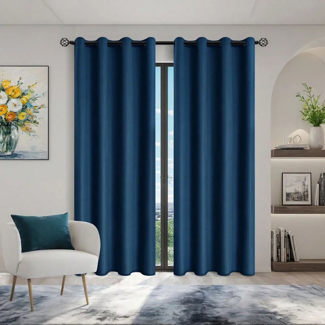 1pc Solid Blackout Curtain with Grommets
