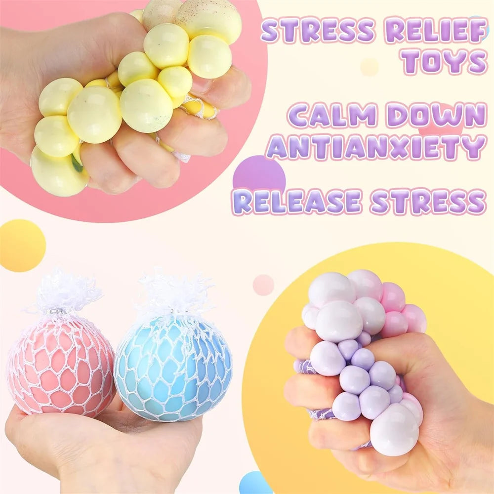 Colorful Mesh Grape Squeeze Stress Balls