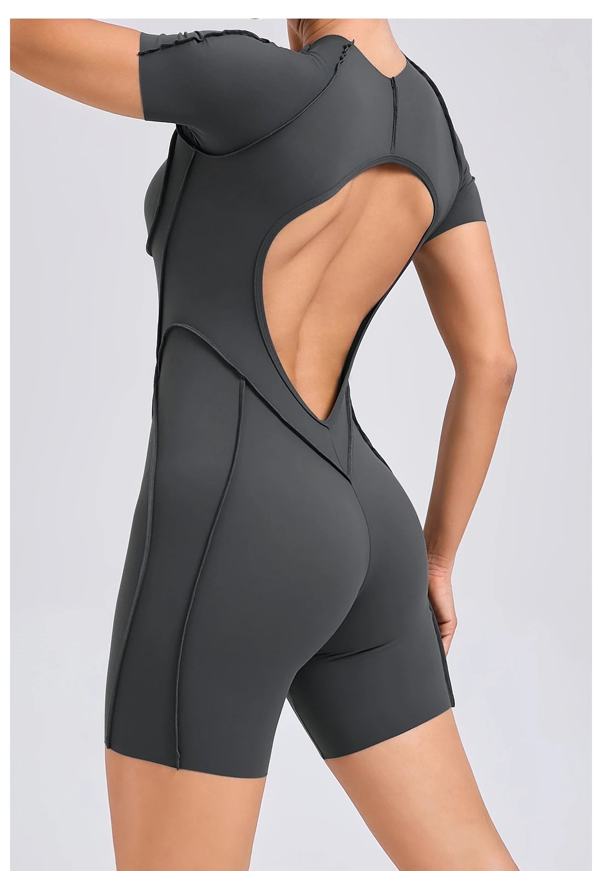 Women’s Backless Fitness Jumpsuit – Scrunch Booty Workout Romper