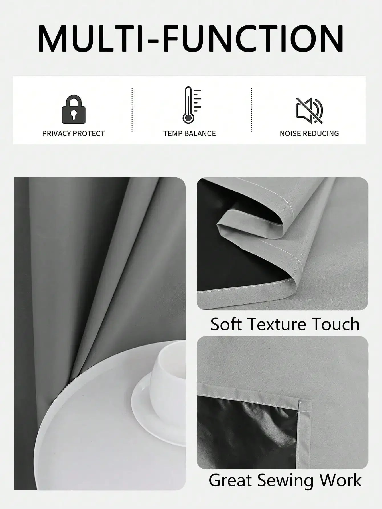 1pc Solid Blackout Curtain with Grommets