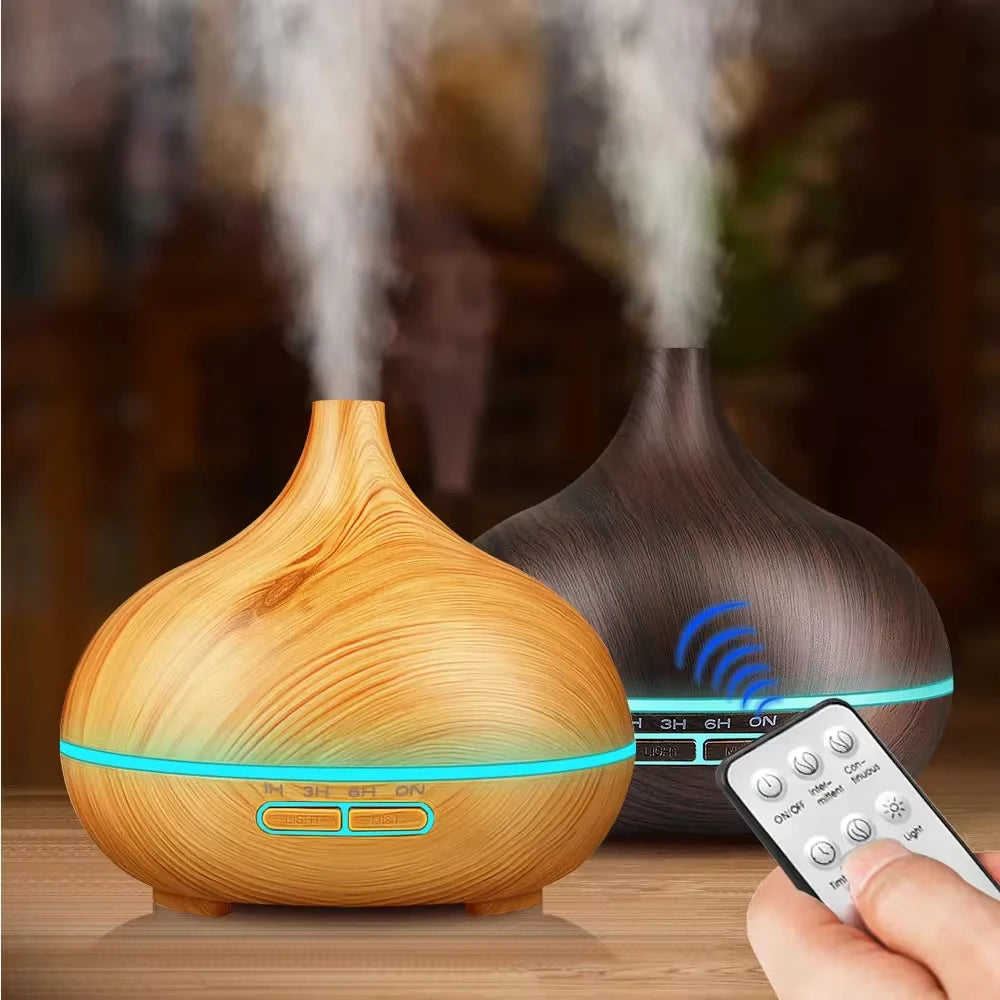 Wood Grain Ultrasonic Air Humidifier & Essential Oil Diffuser