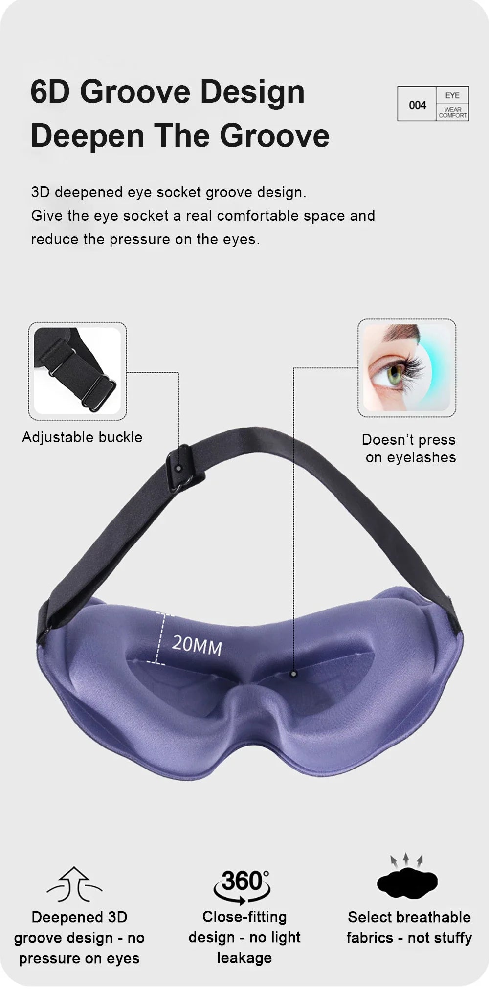 3D Sleep Mask – Soft Padded Light-Blocking Eye Shade